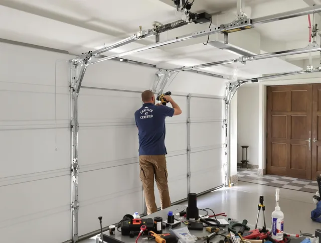 Strongsville Garage Door Repair certified technician performing precision garage door repair in Strongsville