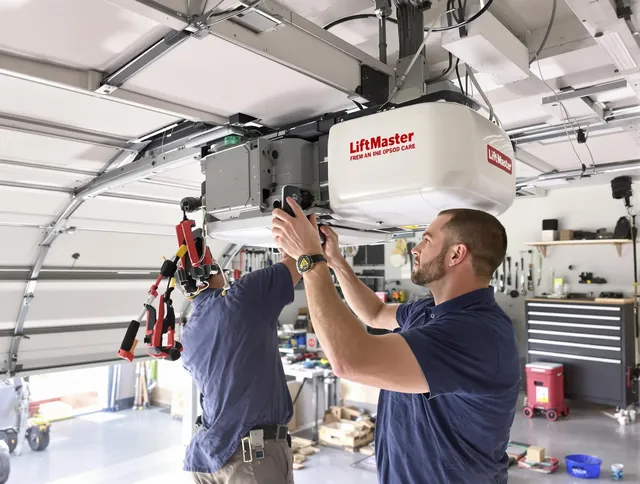 Strongsville Garage Door Repair technician performing advanced diagnostics on garage opener in Strongsville
